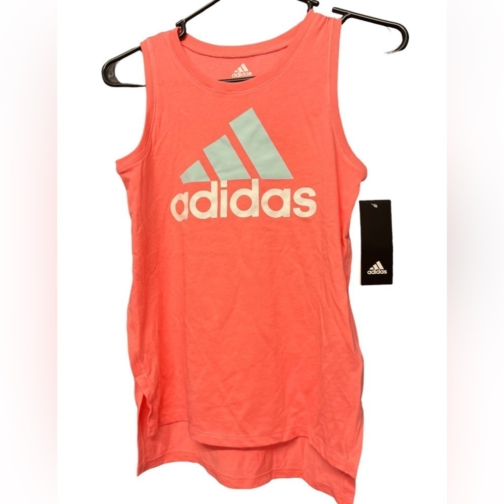 Adidas Original Muscle Tank Top Kid/ Girls Acid Red Pink Size Med (10/1… - Picture 2 of 8